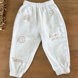 Kids Cream Joggers with Brown Graphics